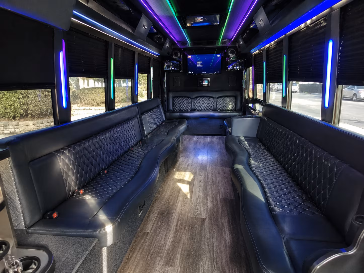 kennewick 15 passenger party bus interior